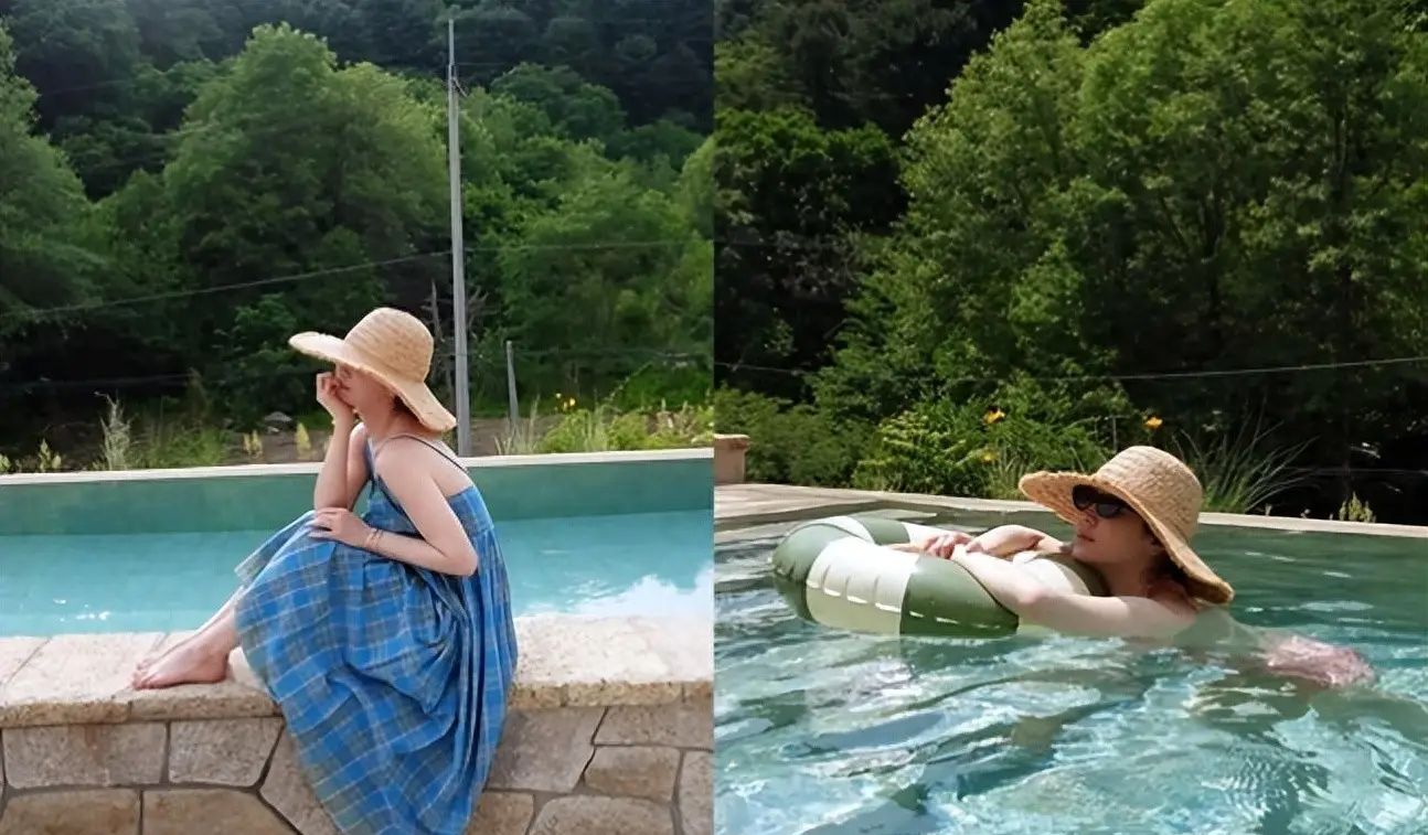 宋慧乔穿粉色泳装戏水,妈妈拍的!新剧梦响年代携手孔刘将播 梦响年代宋慧乔_宋慧乔母亲拍摄度假照片_46岁宋慧乔泳装状态